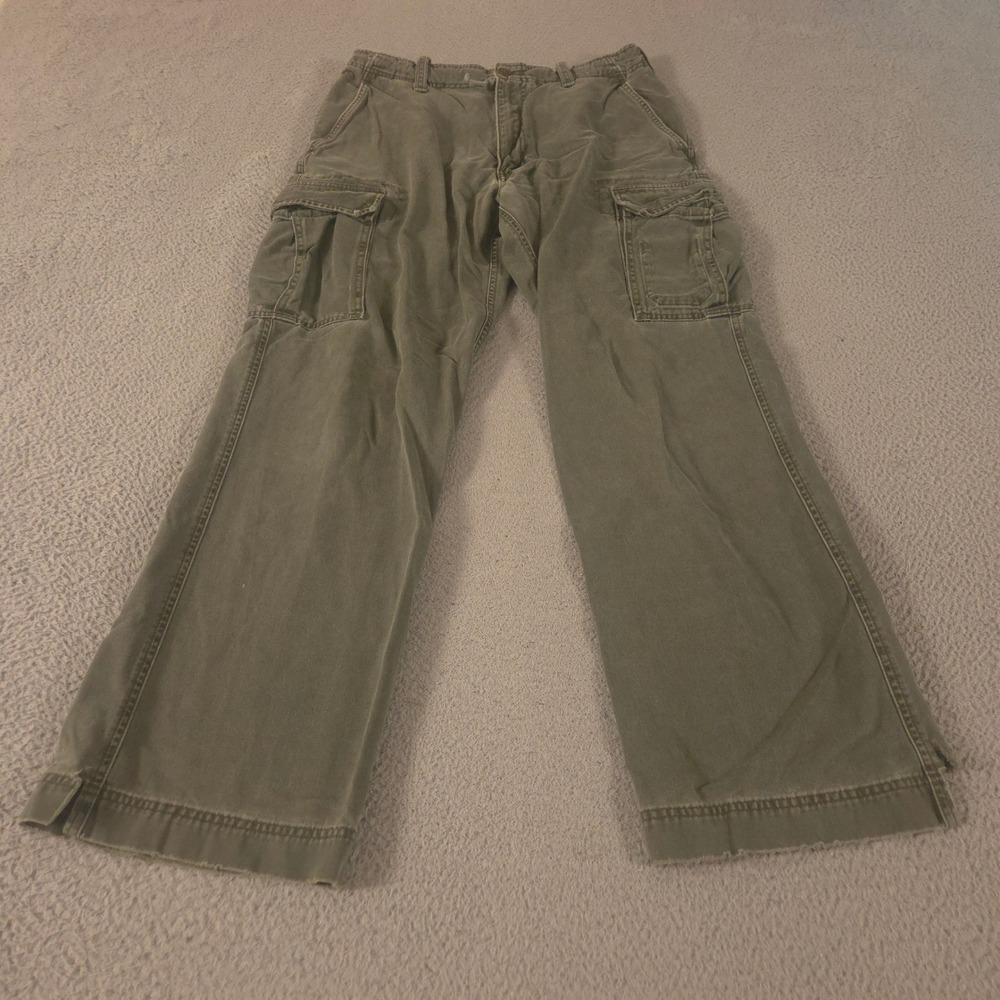 VINTAGE Abercrombie & Fitch Pants Mens 34x33 Green Cargo AF92 Baggy Paratrooper